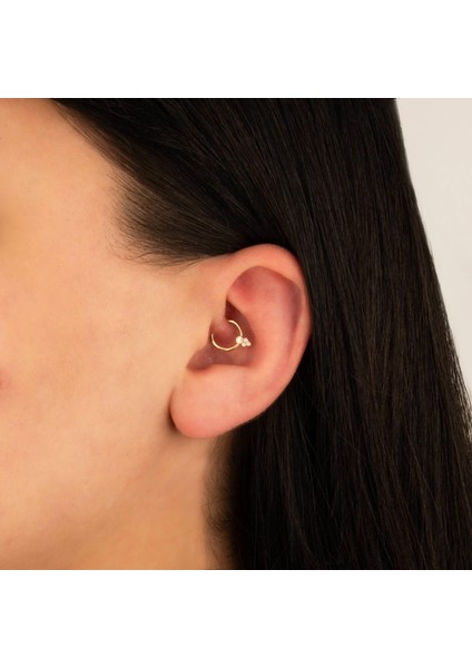 14 Ayar Altın Taşlı Minimal Halka Piercing