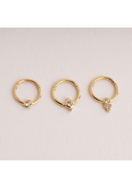 14 Ayar Altın Taşlı Minimal Halka Piercing