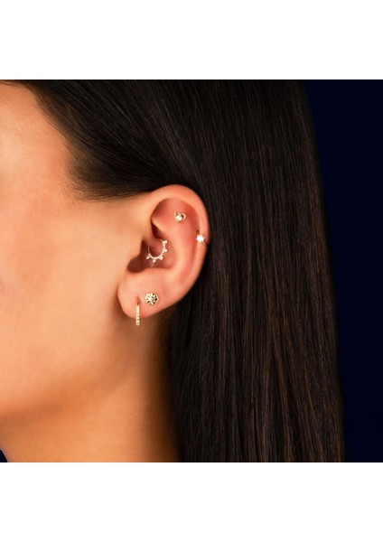 14 Ayar Altın Taşlı Minimal Halka Piercing modelleri