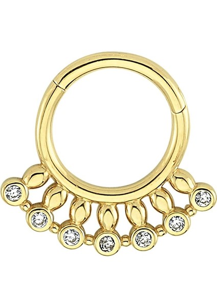 14 Ayar Altın Taşlı Minimal Halka Piercing