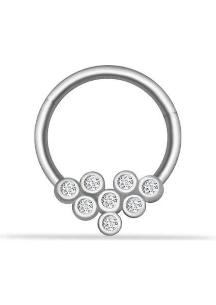 14 Ayar Altın 8 Taşlı Motifli Minimal Halka Piercing