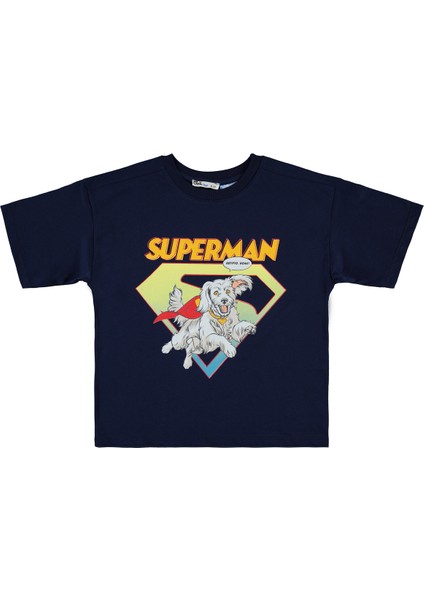 Süperman Erkek Çocuk Tişört 6-9 Yaş Lacivert modelleri