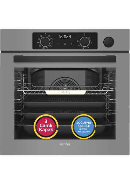 11 Fonksiyon Steam Master Gri 3'lü Ankastre Set (8246 Fırın - 3656 Ocak - 8740 Davlumbaz)