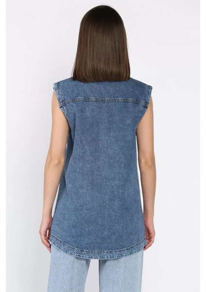 Kadın Çift Cepli Jean Kot Yelek P-00014996 modelleri