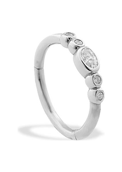 14 Ayar Altın Alttan 5 Taşlı Halka Piercing