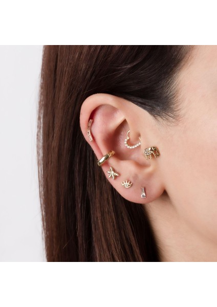 14 Ayar Altın Taşlı Kalp Minimal Halka Piercing fiyatları