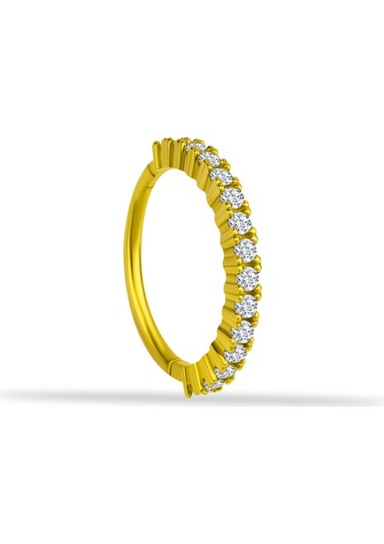 14 Ayar Altın Alttan Taşlı Minimal Halka Piercing