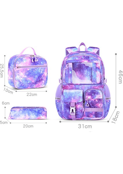 Mor Yıldızlı Gökyüzü Ilköğrenciler Kız Okul Çanta Suluk Seti XXSB-SCHOOLBAG-004 (Yurt Dışından) modelleri