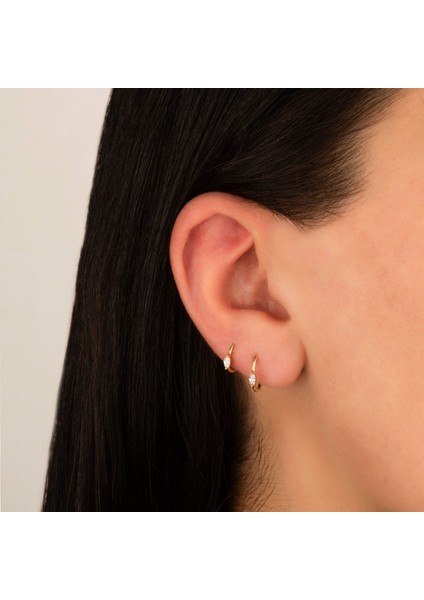 14 Ayar Altın Alttan Markis Taşlı Minimal Halka Piercing