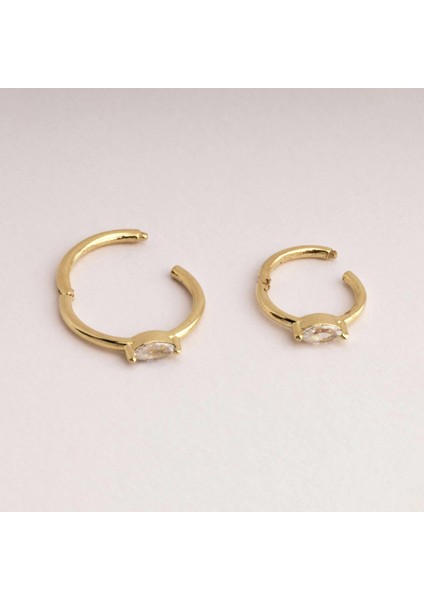 14 Ayar Altın Alttan Markis Taşlı Minimal Halka Piercing