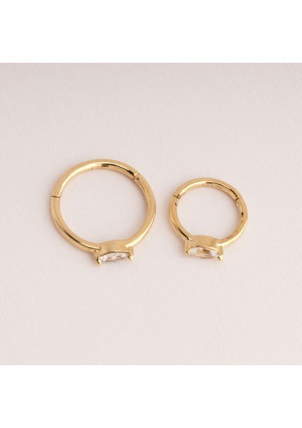14 Ayar Altın Alttan Markis Taşlı Minimal Halka Piercing