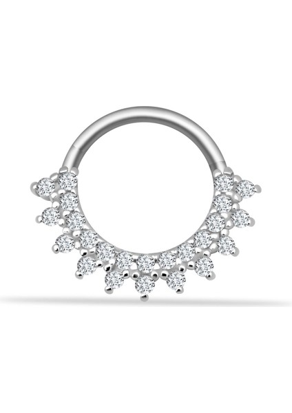 14 Ayar Altın Taşlı Minimal Halka Piercing