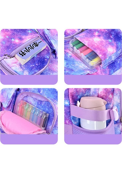 Mor Yıldızlı Gökyüzü Ilköğrenciler Kız Okul Çanta Suluk Seti XXSB-SCHOOLBAG-004 (Yurt Dışından) indirimleri