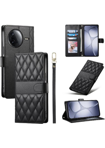 Xiaomi Poco F7 Pro Deri Kılıf Için Flip Case Çift Sapanlar Cüzdan Zarif (Yurt Dışından)