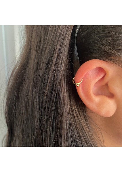 14 Ayar Altın Üçlü Top Motifli Minimal Halka Piercing fiyatları