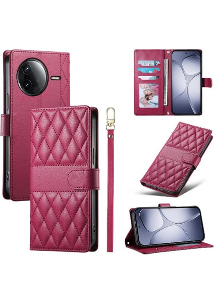 Xiaomi Poco F7 Pro Deri Kılıf Için Flip Case Çift Sapanlar Cüzdan Zarif (Yurt Dışından)