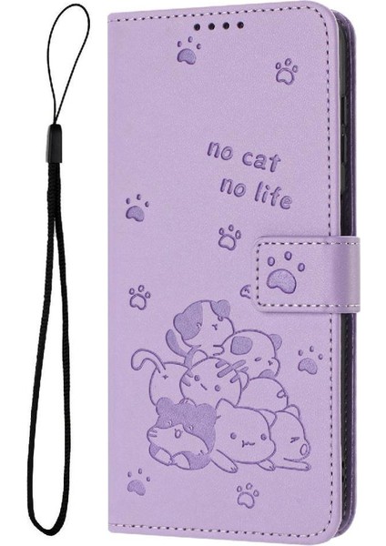 Xiaomi Poco F7 Pro Sevimli Kedi Kart Tutucu Kickstand Pu Için Flip Case (Yurt Dışından)