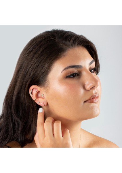 14 Ayar Altın Tek Taş Minimal Halka Piercing