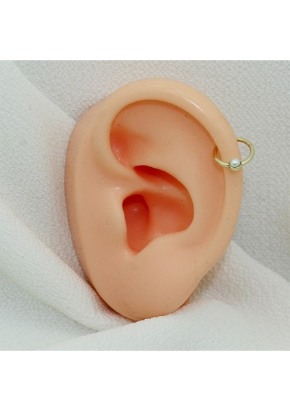 14 Ayar Altın Incili Minimal Halka Piercing