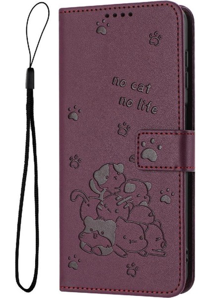 Xiaomi Poco F7 Pro Sevimli Kedi Kart Tutucu Kickstand Pu Için Flip Case (Yurt Dışından)