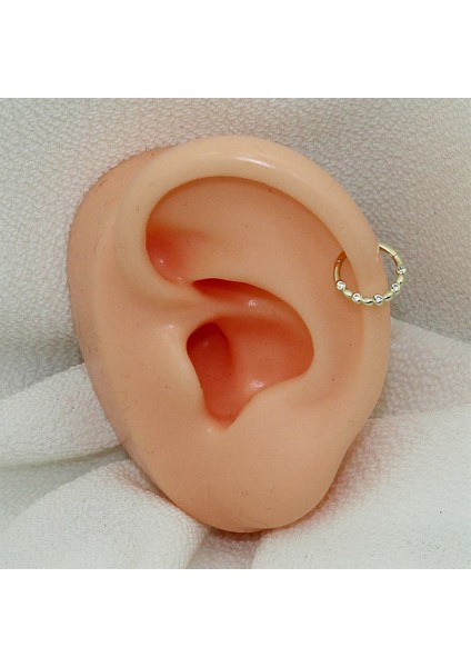 14 Ayar Altın Taşlı Minimal Halka Piercing