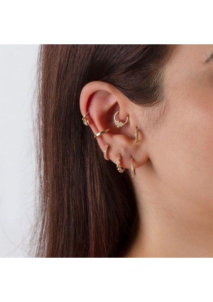 14 Ayar Altın Alttan Taşlı Halka Piercing
