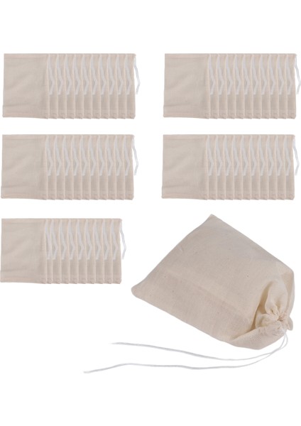 50 Paket Pamuklu Muslin Çantalar Çok Amaçlı Bağcıklı Çantalar Çay Takı Düğün Partisi Hediyeleri Saklama (4 x 6 Inç) (Yurt Dışından)