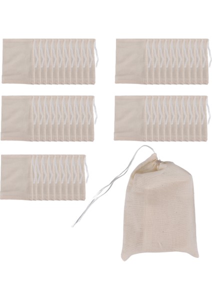 50 Paket Pamuklu Muslin Çantalar Çok Amaçlı Bağcıklı Çantalar Çay Takı Düğün Partisi Hediyeleri Saklama (4 x 6 Inç) (Yurt Dışından)