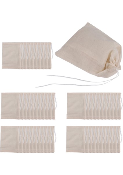 50 Paket Pamuklu Muslin Çantalar Çok Amaçlı Bağcıklı Çantalar Çay Takı Düğün Partisi Hediyeleri Saklama (4 x 6 Inç) (Yurt Dışından)