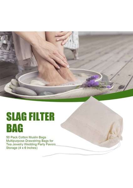 50 Paket Pamuklu Muslin Çantalar Çok Amaçlı Bağcıklı Çantalar Çay Takı Düğün Partisi Hediyeleri Saklama (4 x 6 Inç) (Yurt Dışından)