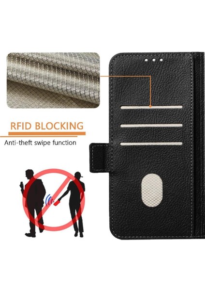 Kredi Kartı ile Xiaomi Poco M6 4g Pu Deri Manyetik Cüzdan Için Kılıf (Yurt Dışından)