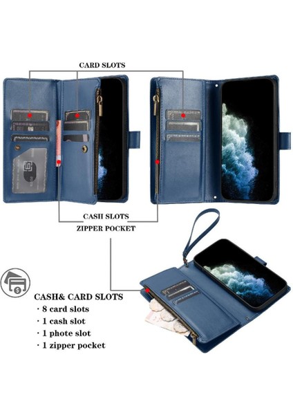Xiaomi Poco F7 Ultra Pu Deri Cüzdan Fermuar Kart Yuvaları Için Kılıf Folio (Yurt Dışından)