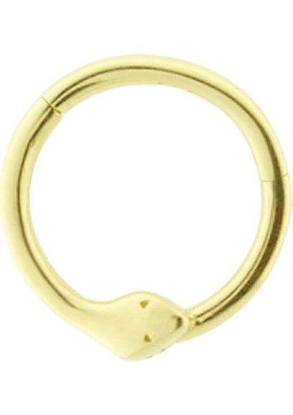 14 Ayar Altın Yılan Motifli Minimal Halka Piercing