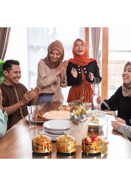 4 Adet Ramazan Tepsisi Kapaklı Altın Eid Mubarak Tepsi Ramazan Tabağı Ramazan Süslemeleri Ramazan Gıda Saklama Kabı (Yurt Dışından) modelleri