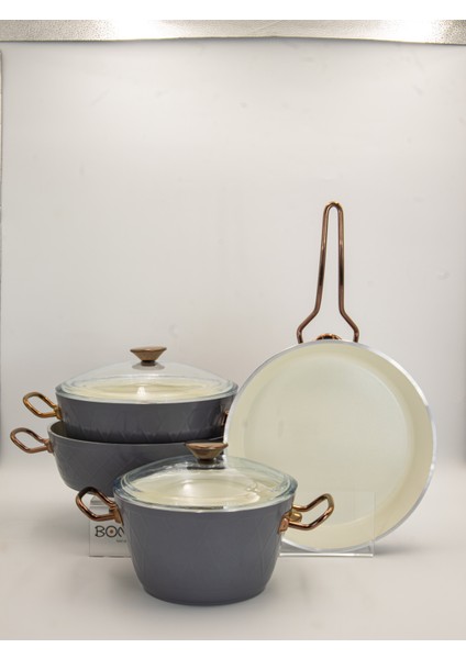 Diana 7 Parça Kristal Gold Kulp Tencere & Tava Seti