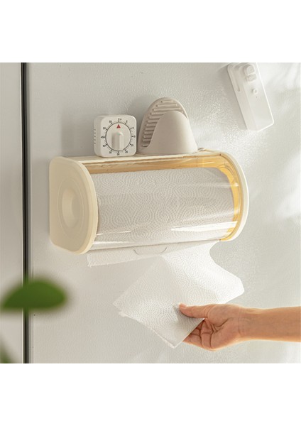 Banyo Kağıt Havlu Düzenleyici Büyük Rulo Duvara Monte Tutucu Şeffaf Toz Geçirmez Kapaklı Modern Kağıt Havlu Dispenseri Depolama A (Yurt Dışından)