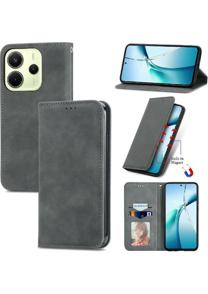 Xiaomi Redmi Note 14 4g Deri Çanta Cüzdan Basit Iş Için Flip Case (Yurt Dışından) modelleri