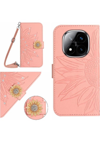 Xiaomi Redmi Not Için Flip Case 14 Pro 4g Deri Cüzdan Ayçiçeği ile Bir (Yurt Dışından)