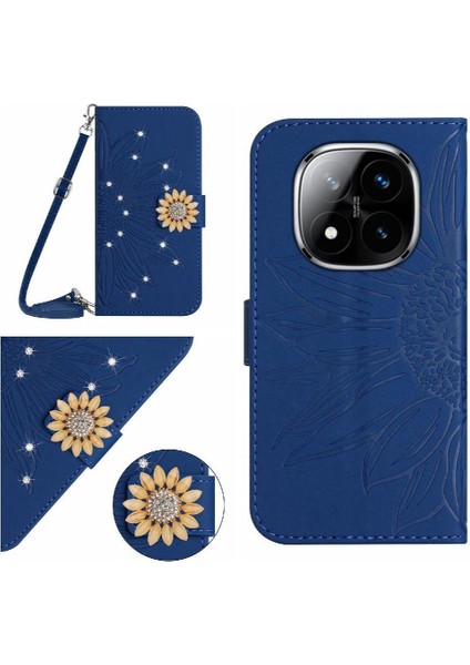Xiaomi Redmi Not Için Flip Case 14 Pro 4g Deri Cüzdan Ayçiçeği ile Bir (Yurt Dışından)