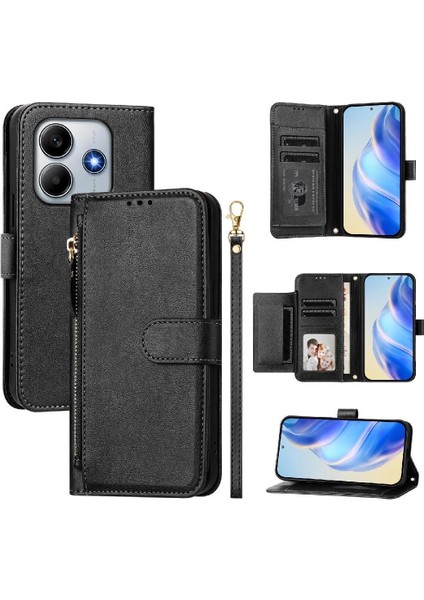 Xiaomi Redmi Note 14 4g Pu Deri Manyetik Fermuar Kartı Için Flip Case (Yurt Dışından)