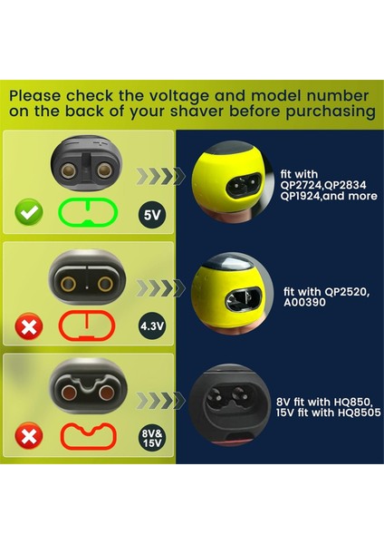 2 Adet 5V 1A USB Tıraş Makinesi Şarj Kablosu Philips QP2724 QP2834 QP1924 MG9520 Elektrikli Tıraş Makinesi Düzeltici Şarj Kablosu (Yurt Dışından) modelleri