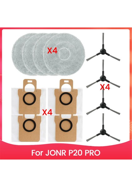 Jonr P20 Pro Robot Süpürge Yan Fırça Paspas Bezi Toz Torbaları Yedek Parçaları (Yurt Dışından)