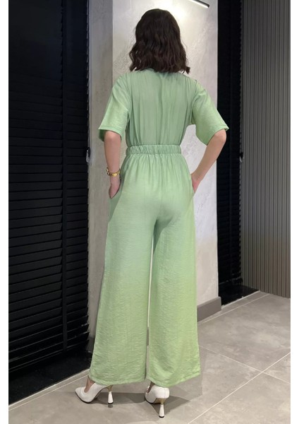 Yarım Fermuarlı Bel Lastikli Kısa Kol Tulum P-00017335