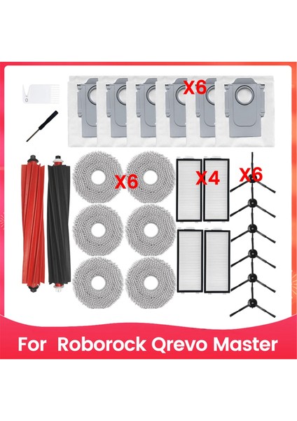 Roborock Qrevo Master Robot Süpürge Ana Yan Fırçalar Hepa Filtreler Paspas Bezi Toz Torbaları (Yurt Dışından)