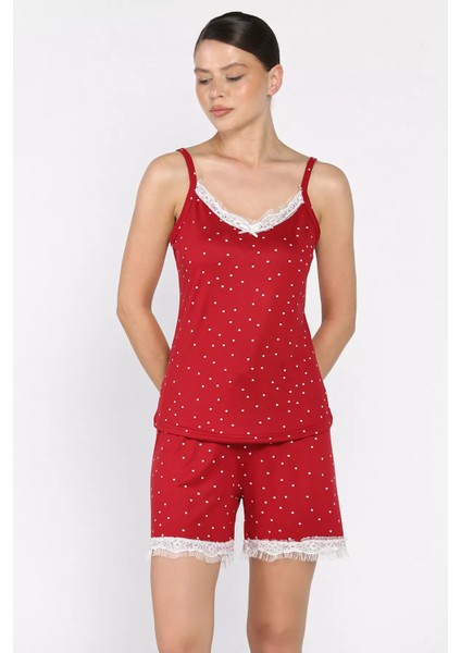 Kadın Ip Askılı Puantiyeli Şortlu Pijama Takımı P-00017384 fiyatları