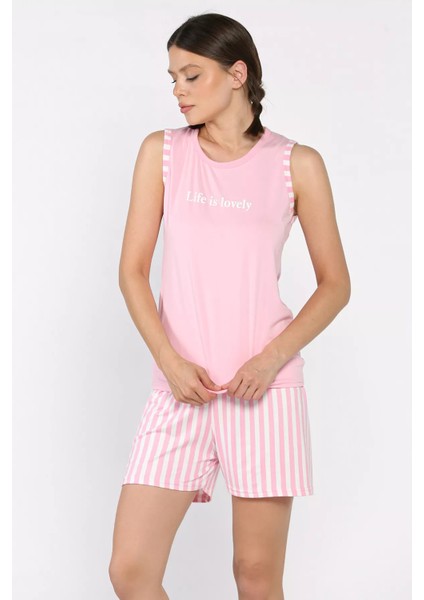 Kadın Çizgi Desenli Şortlu Pijama Takımı P-00017387 fiyatları