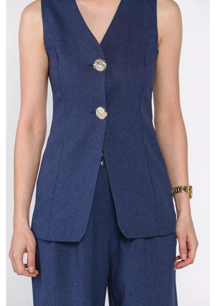 Çift Düğmeli Yelek Pantolon Ikili Takım P-00017320 fırsatları