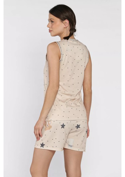 Kadın Baskılı Şortlu Pijama Takımı P-00017386