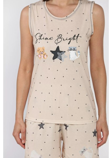 Kadın Baskılı Şortlu Pijama Takımı P-00017386