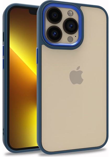 Apple iPhone 13 Pro Kılıf Kamera Korumalı Renkli Çerçeveli Şeffaf Yüzey Esnek Sert Silikon Flora Kapak